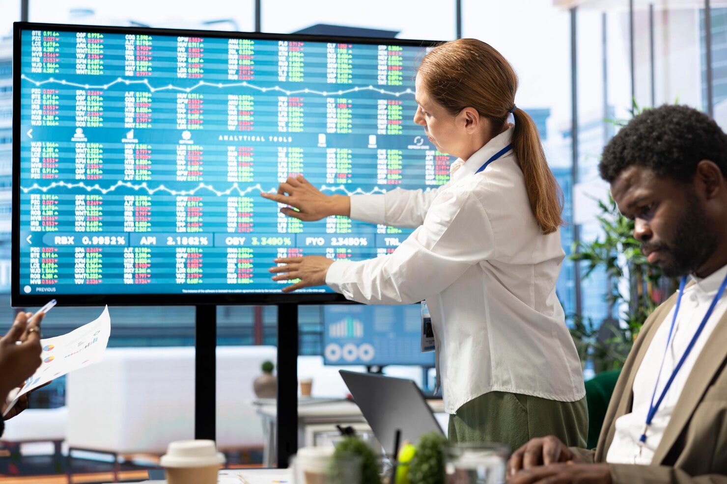 Team analyzing GCC cost breakdown data on digital dashboard